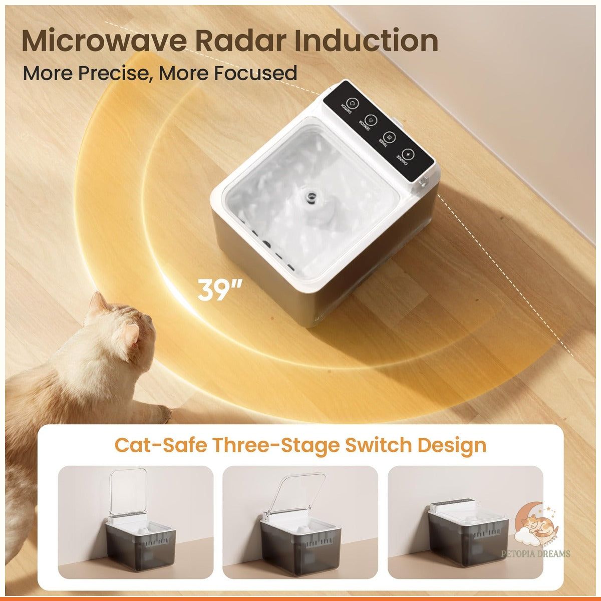 Wireless Cat Water Fountain — 3L Stainless Steel Pet Fountain | Petopia Dreams
