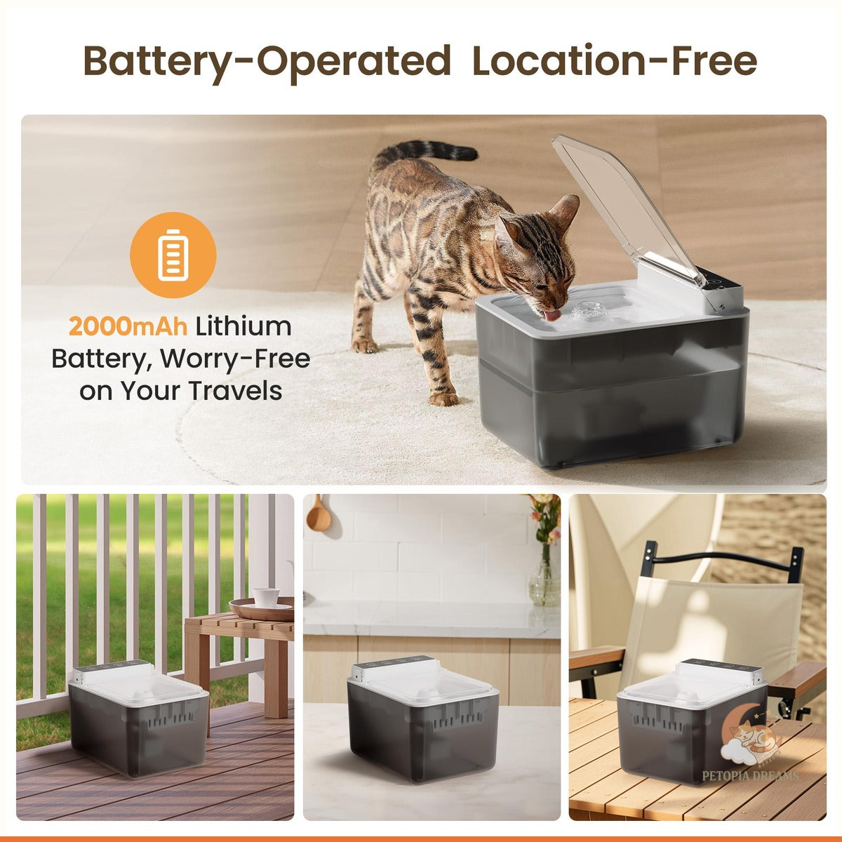 Wireless Cat Water Fountain — 3L Stainless Steel Pet Fountain | Petopia Dreams