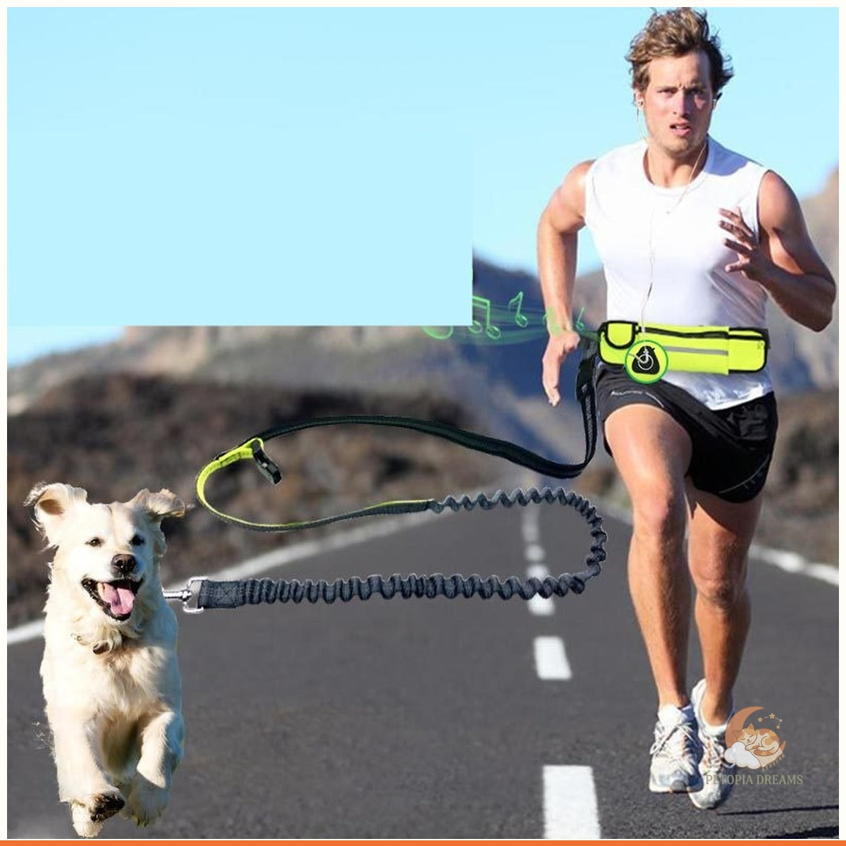 Hands-Free Dog Running Leash with Bungee Belt & Waist Pouch | Petopia Dreams
