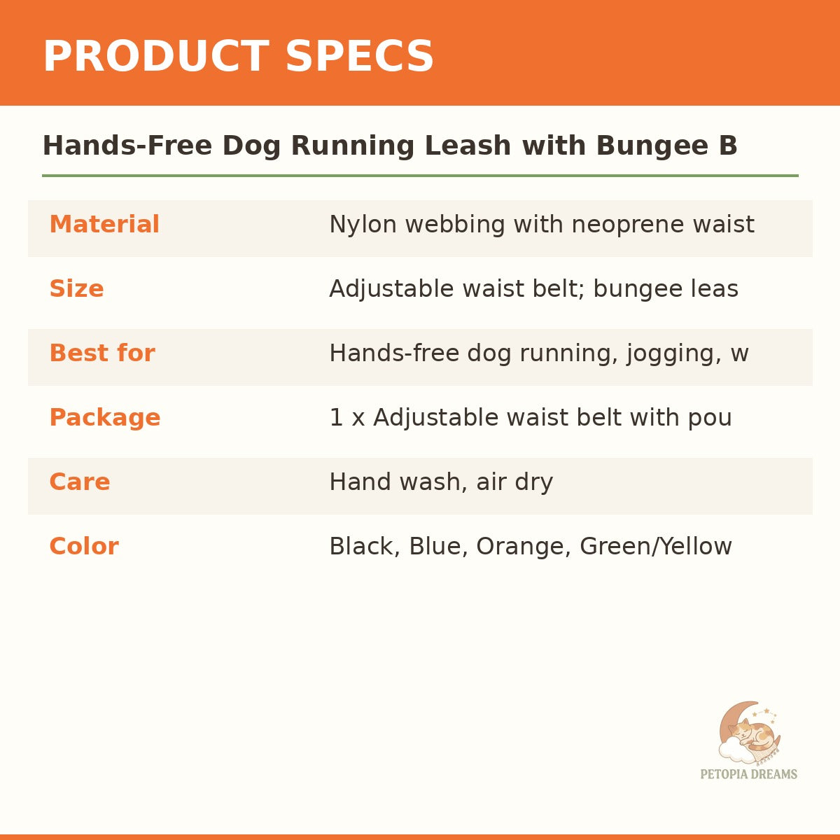 Hands-Free Dog Running Leash with Bungee Belt & Waist Pouch | Petopia Dreams