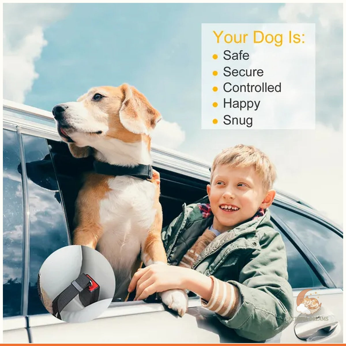 Dog Seat Belt for Car (2-Pack) - Adjustable Safety Leash | Petopia Dreams