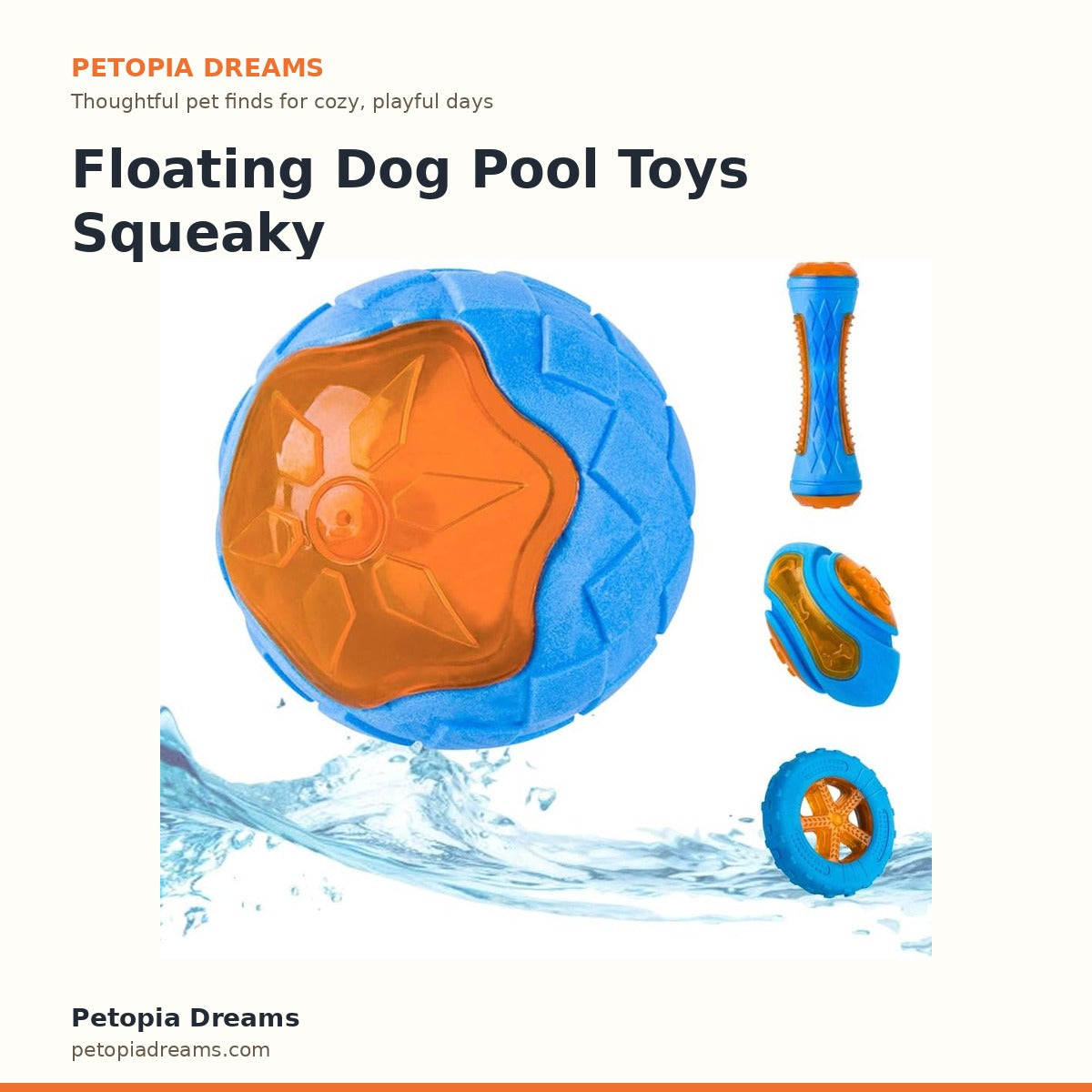 Floating Dog Pool Toys Squeaky Fetch Set | Petopia Dreams