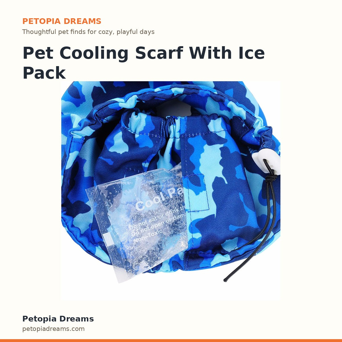 Pet Cooling Scarf With Ice Pack | Petopia Dreams