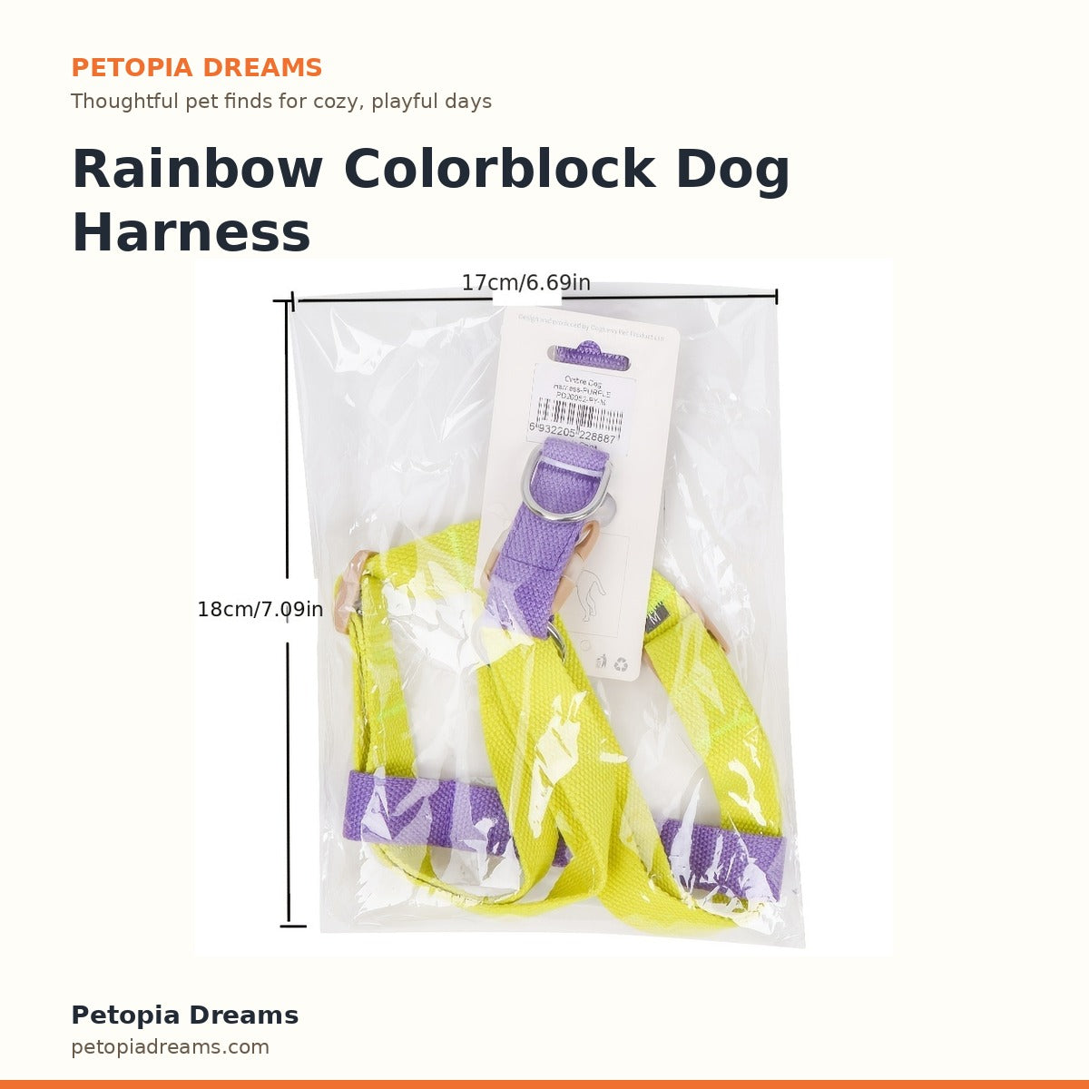 Rainbow Colorblock Dog Harness & Leash Set (No | Petopia Dreams