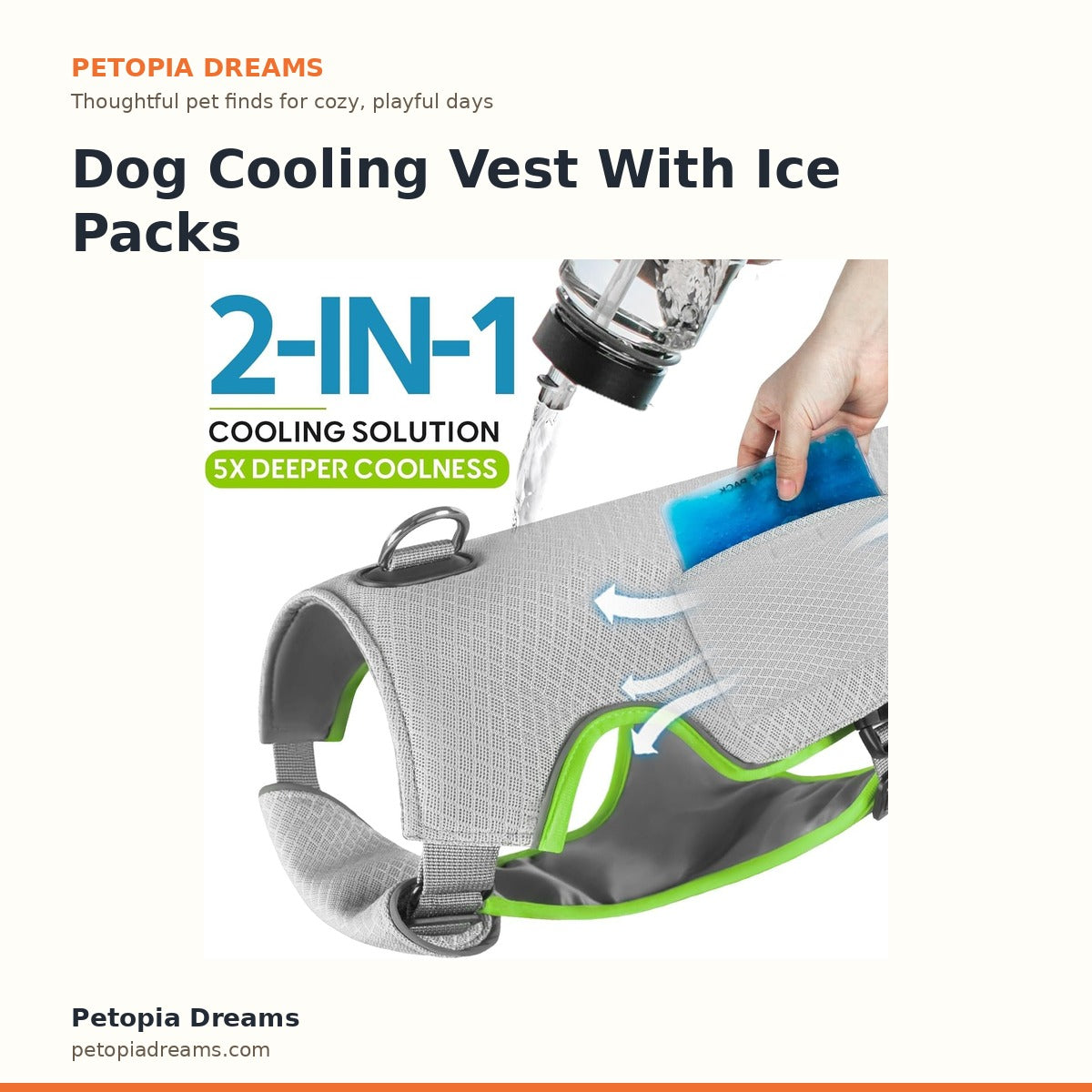 Dog Cooling Vest With Ice Packs & Leash Ring | Petopia Dreams