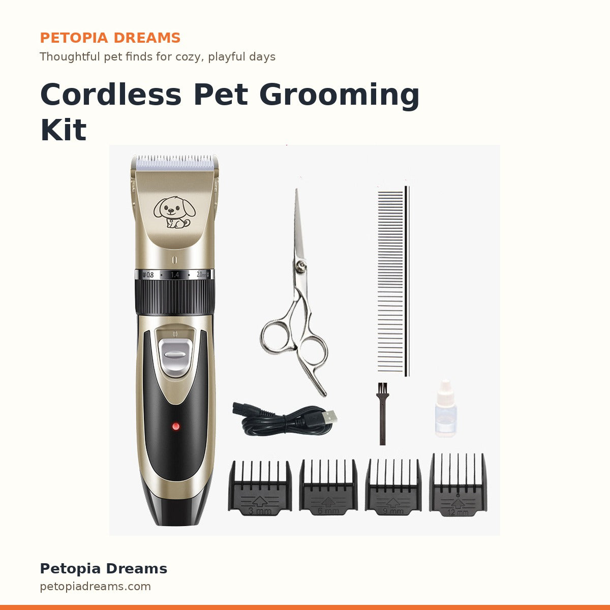 Cordless Pet Grooming Kit – Quiet Clippers | Petopia Dreams