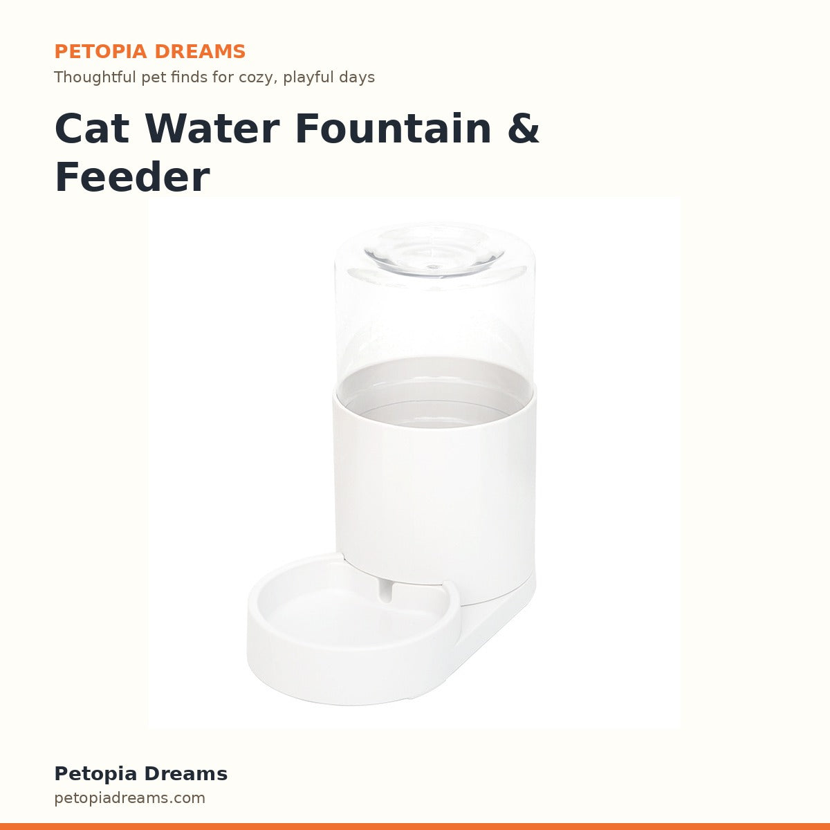 Cat Water Fountain & Feeder Set Fresh Water, | Petopia Dreams