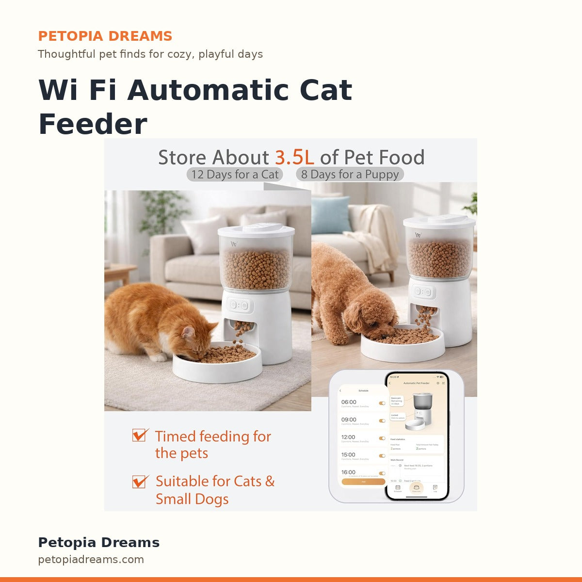 Wi Fi Automatic Cat Feeder | Petopia Dreams