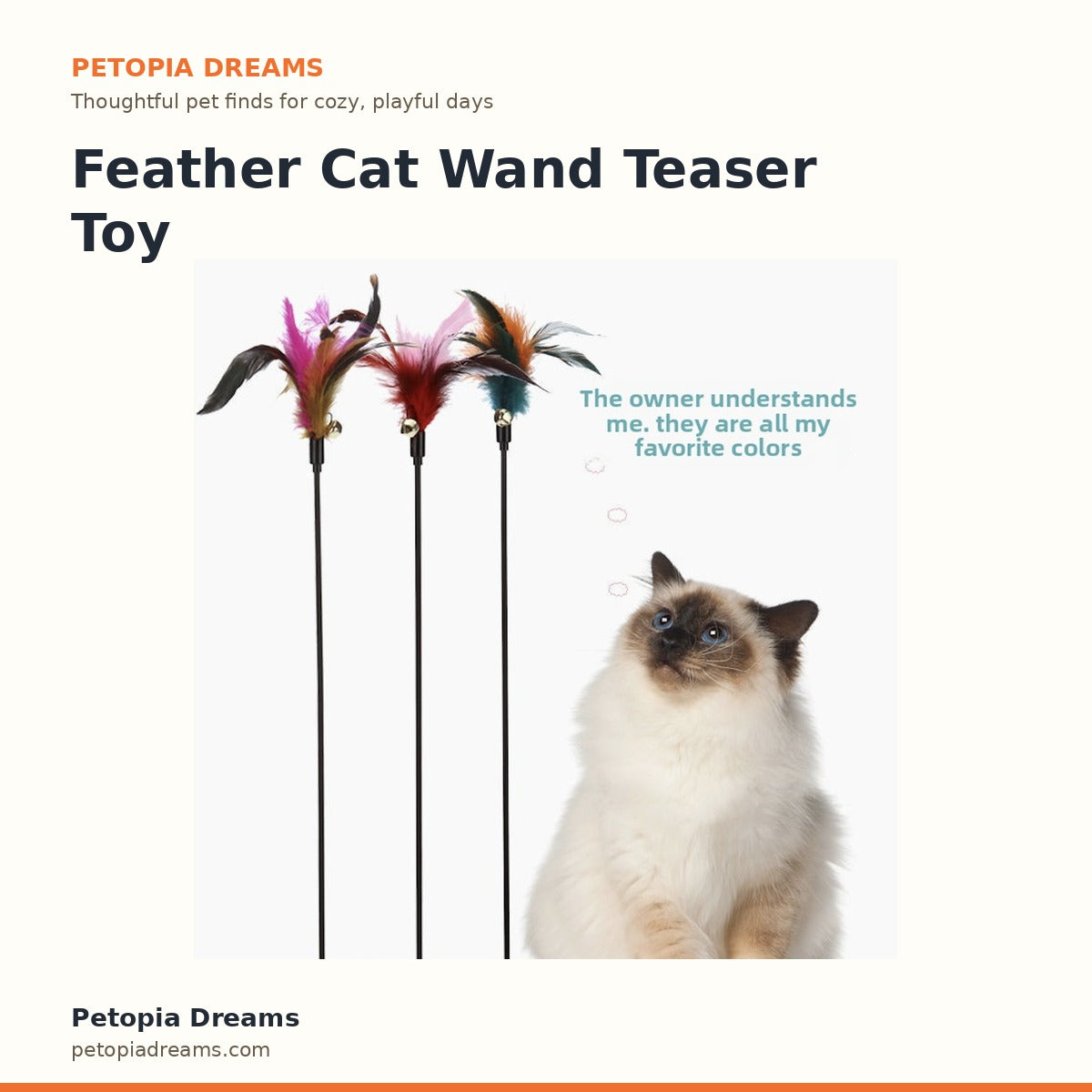 Feather Cat Wand Teaser Toy With Bell | Petopia Dreams