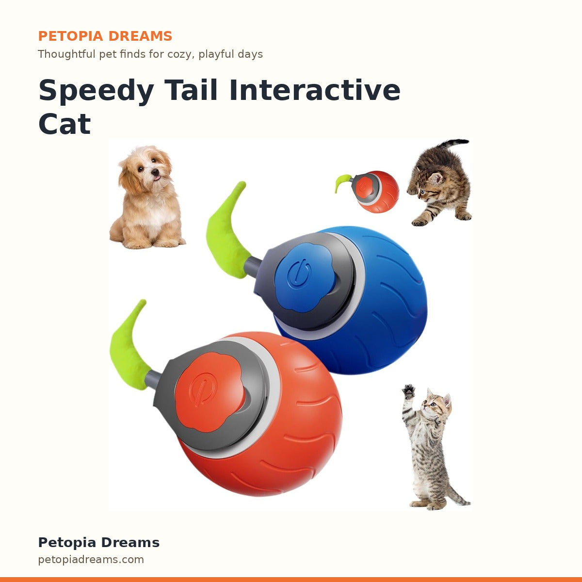 Speedy Tail Interactive Cat Ball Toy | Petopia Dreams