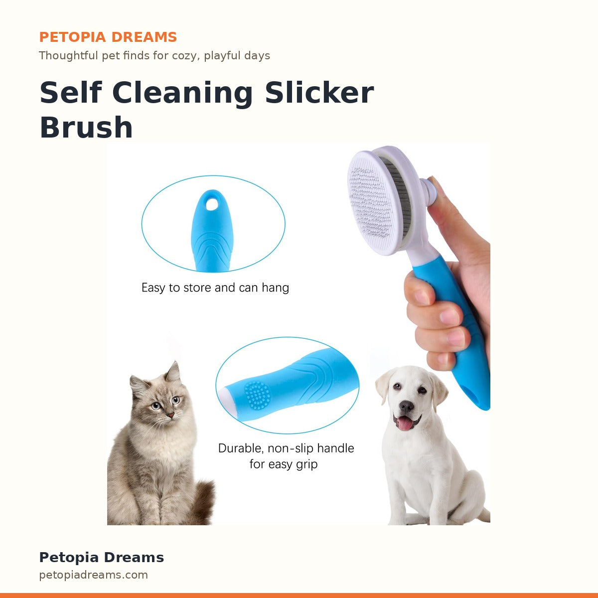 Self Cleaning Slicker Brush Deshedding Tool | Petopia Dreams
