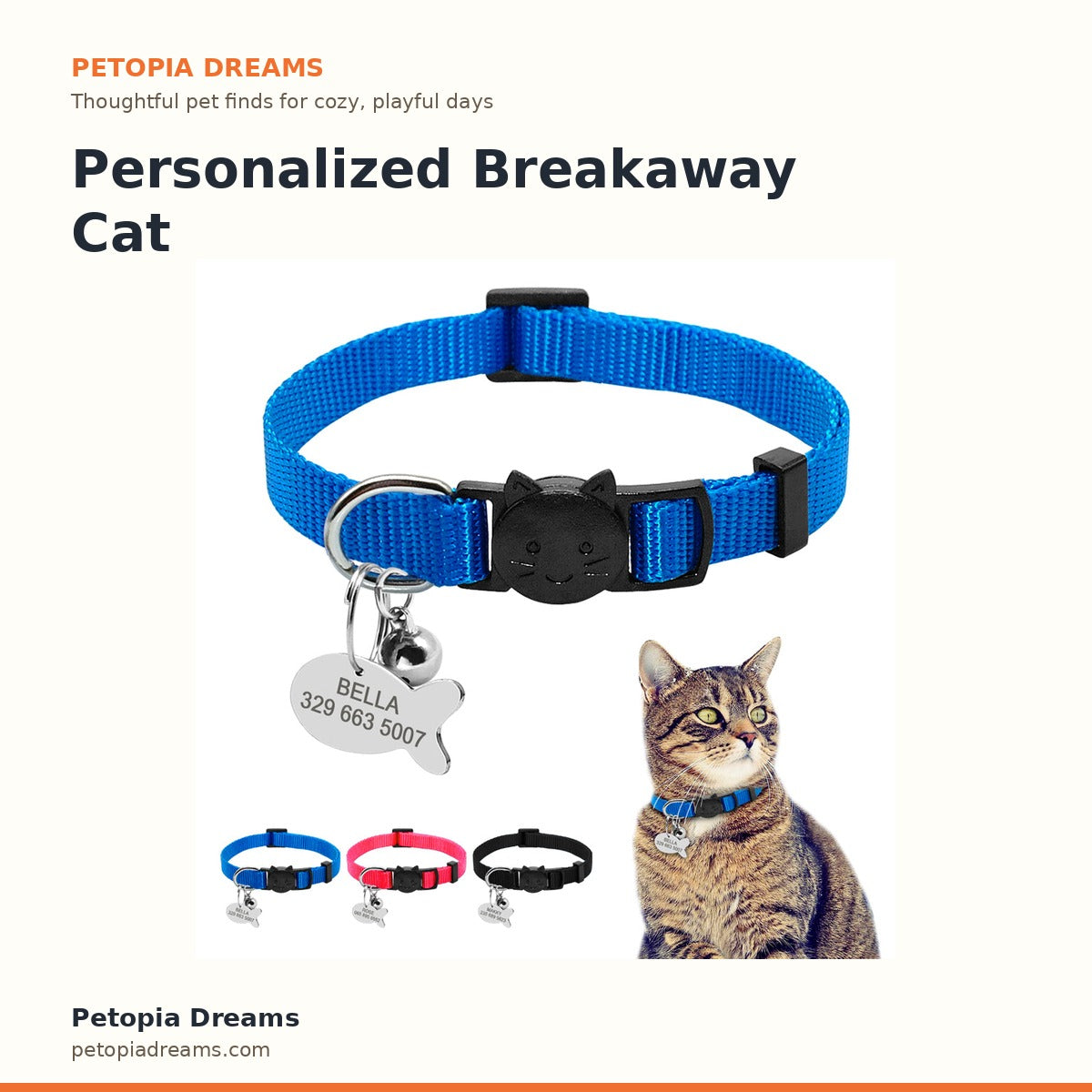 Personalized Breakaway Cat Collar | Petopia Dreams