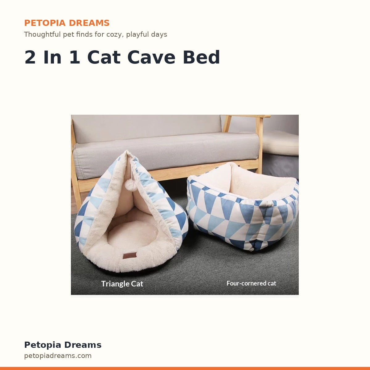 2 In 1 Cat Cave Bed | Petopia Dreams