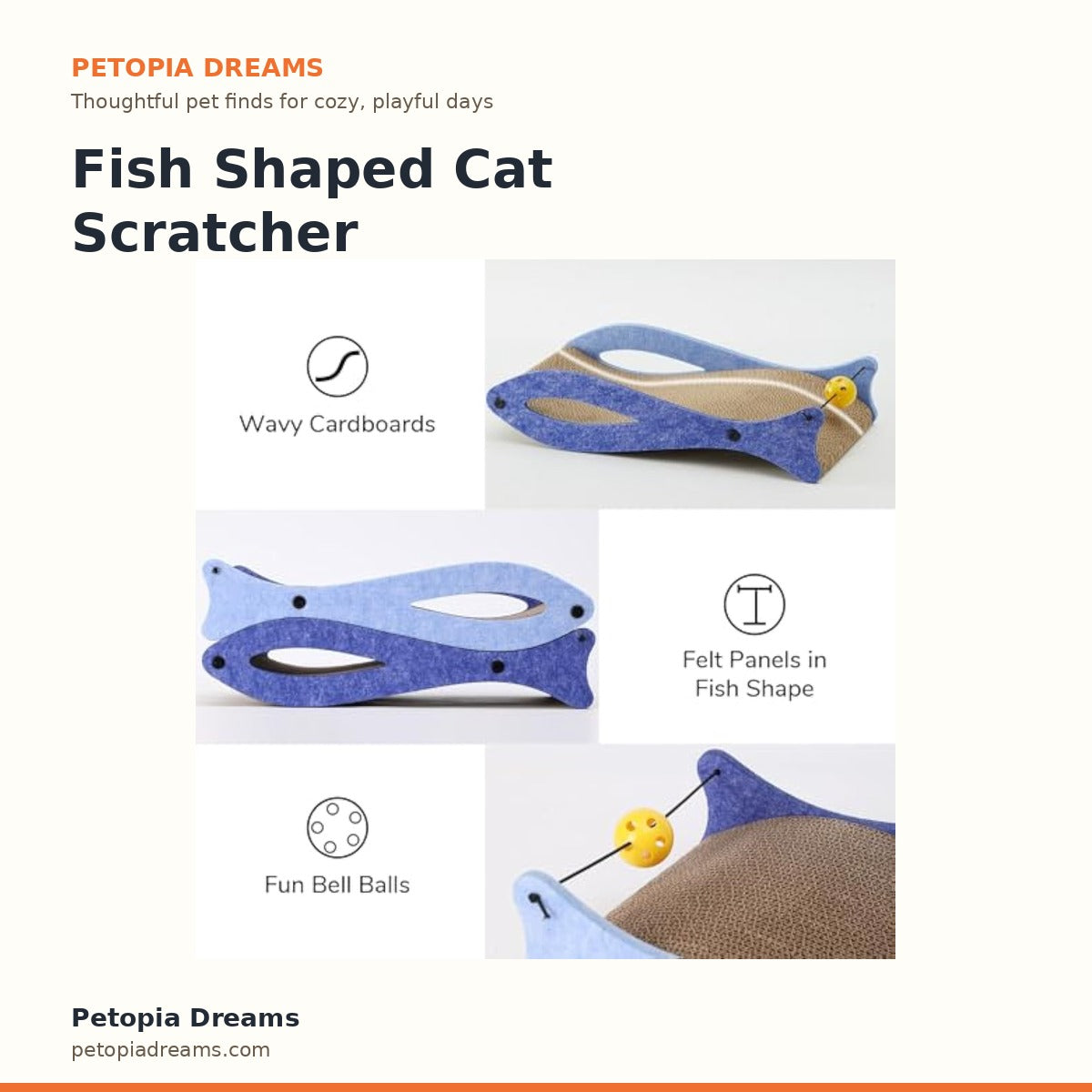 Fish Shaped Cat Scratcher Lounge | Petopia Dreams