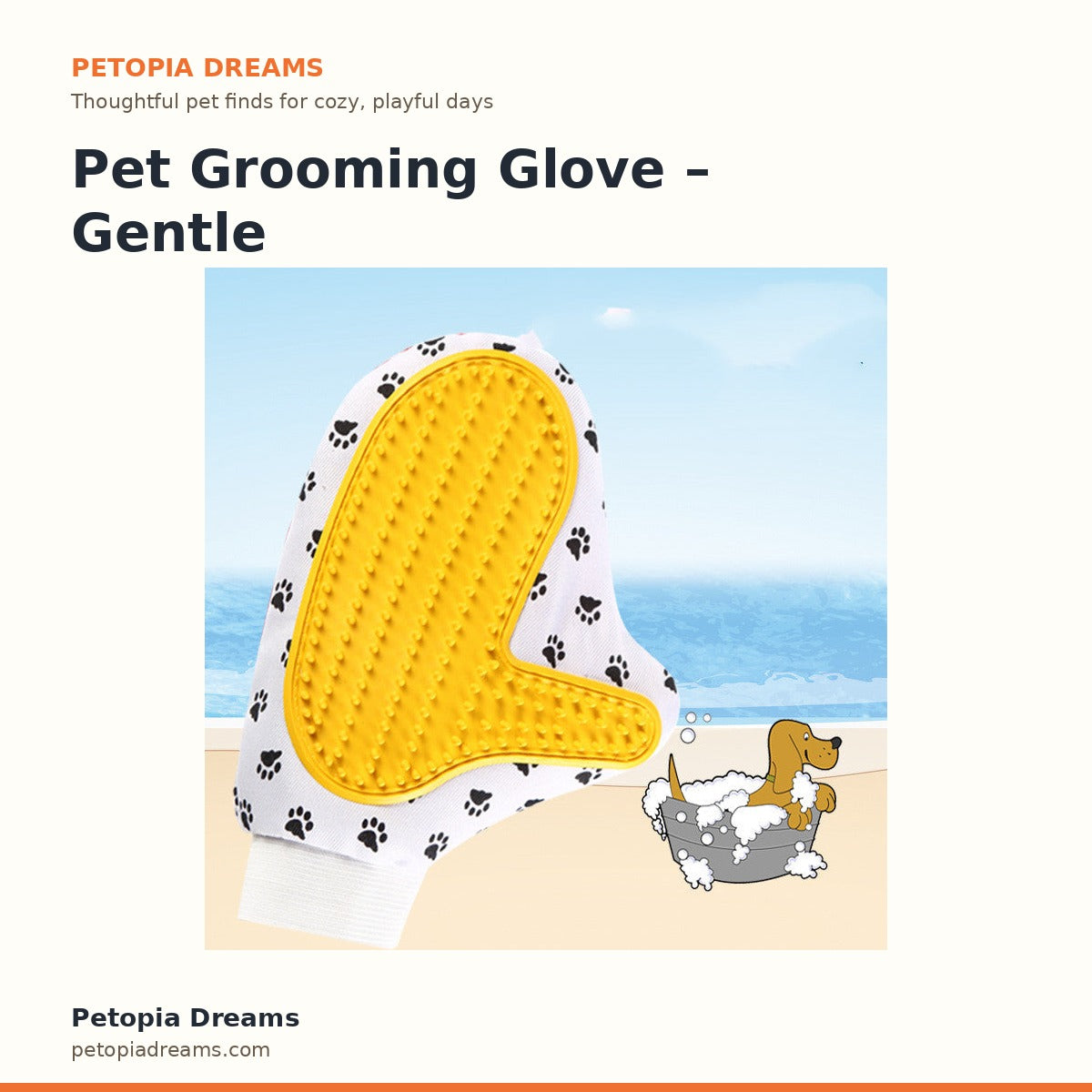 Pet Grooming Glove – Gentle Deshedding | Petopia Dreams