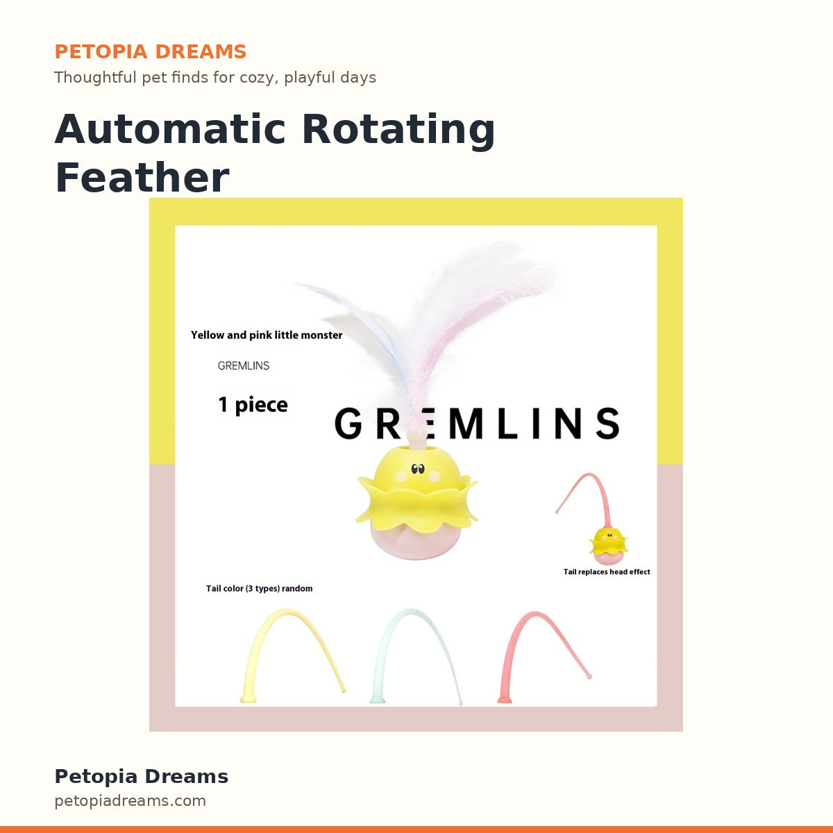 Automatic Rotating Feather Cat Toy | Petopia Dreams