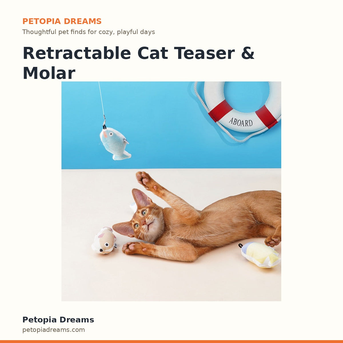 Retractable Cat Teaser & Molar Chew Toy | Petopia Dreams