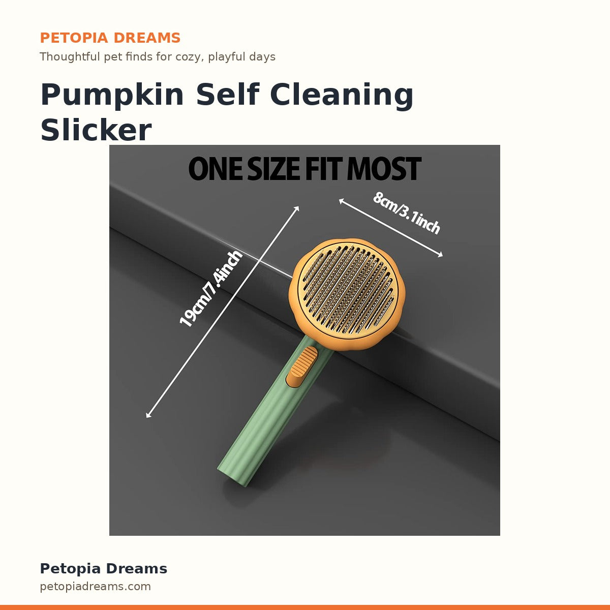 Pumpkin Self Cleaning Slicker Brush | Petopia Dreams