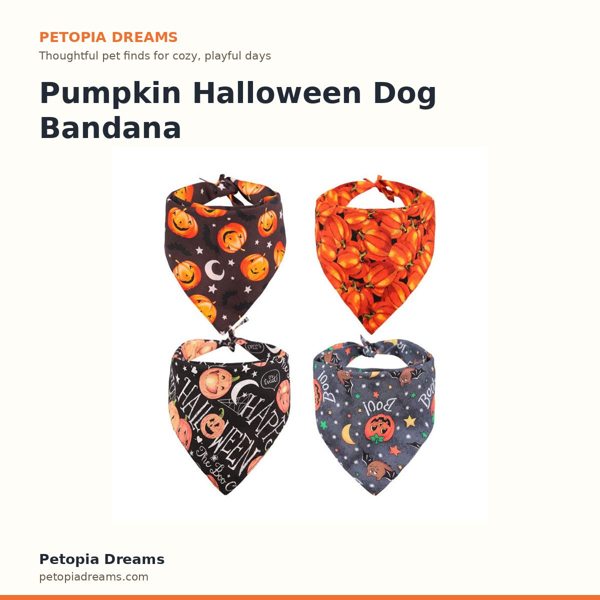 Pumpkin Halloween Dog Bandana | Petopia Dreams