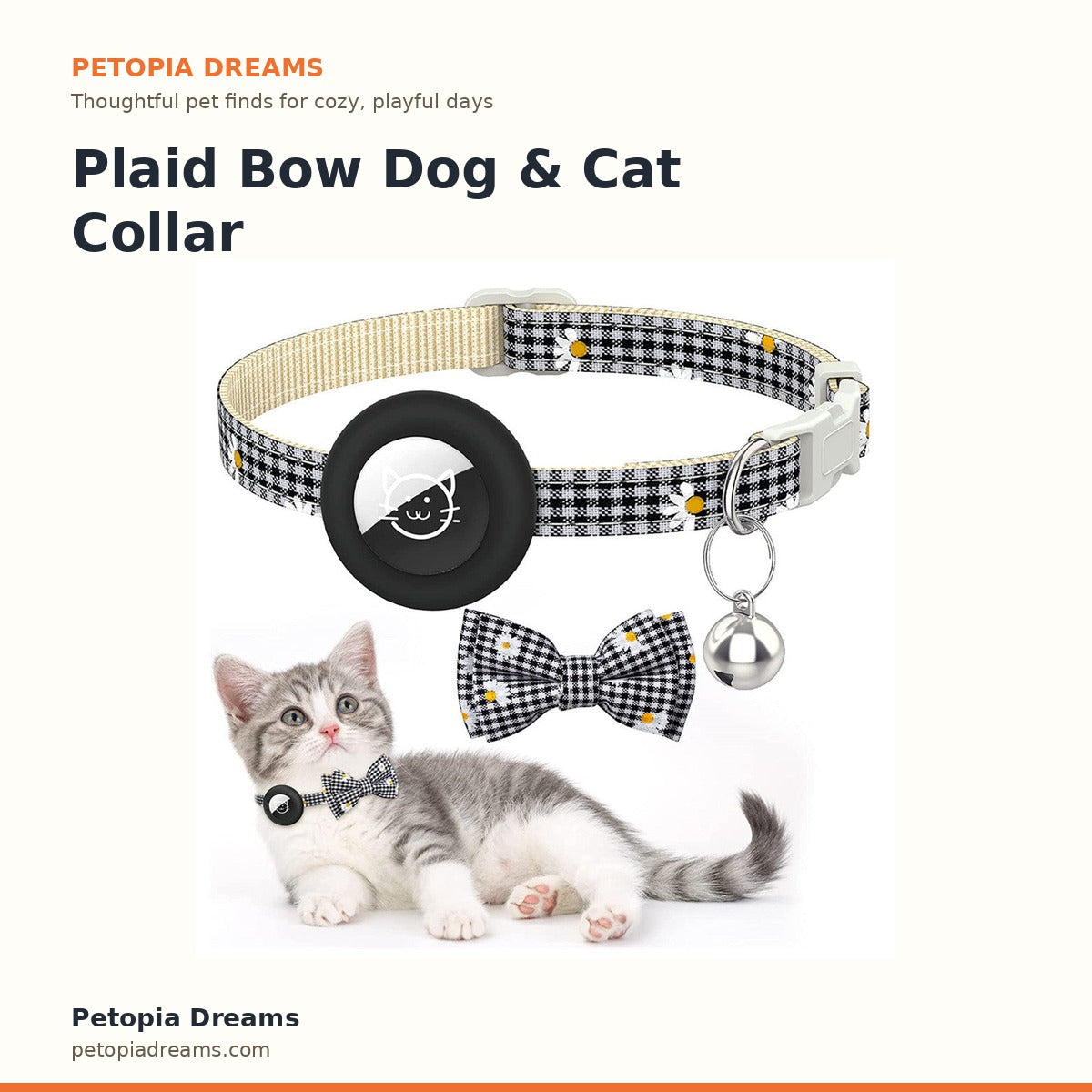 Plaid Bow Dog & Cat Collar | Petopia Dreams