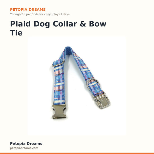 Plaid Dog Collar & Bow Tie Set | Petopia Dreams