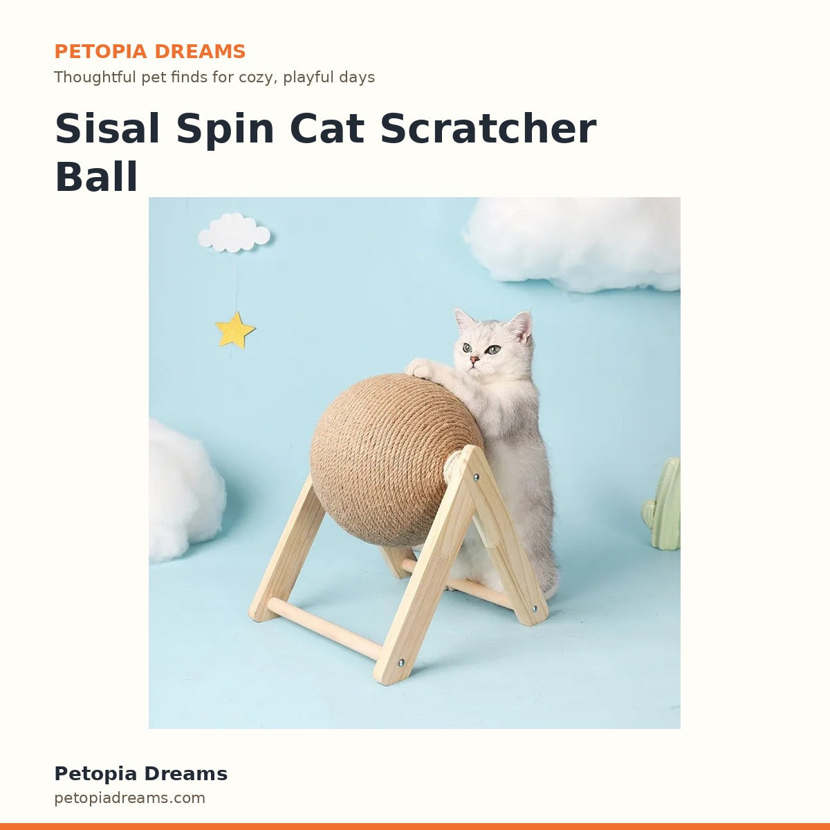 Sisal Spin Cat Scratcher Ball | Petopia Dreams