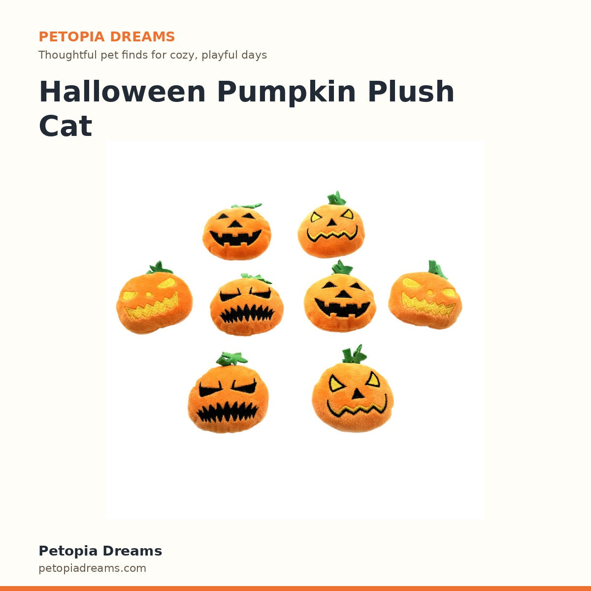 Halloween Pumpkin Plush Cat Toys | Petopia Dreams
