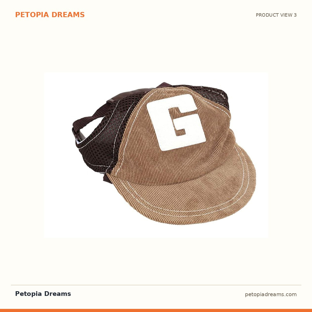 Additional product view of Corduroy Dog Hat — Breathable Sun Protection Cap for Pups | Petopia Dreams