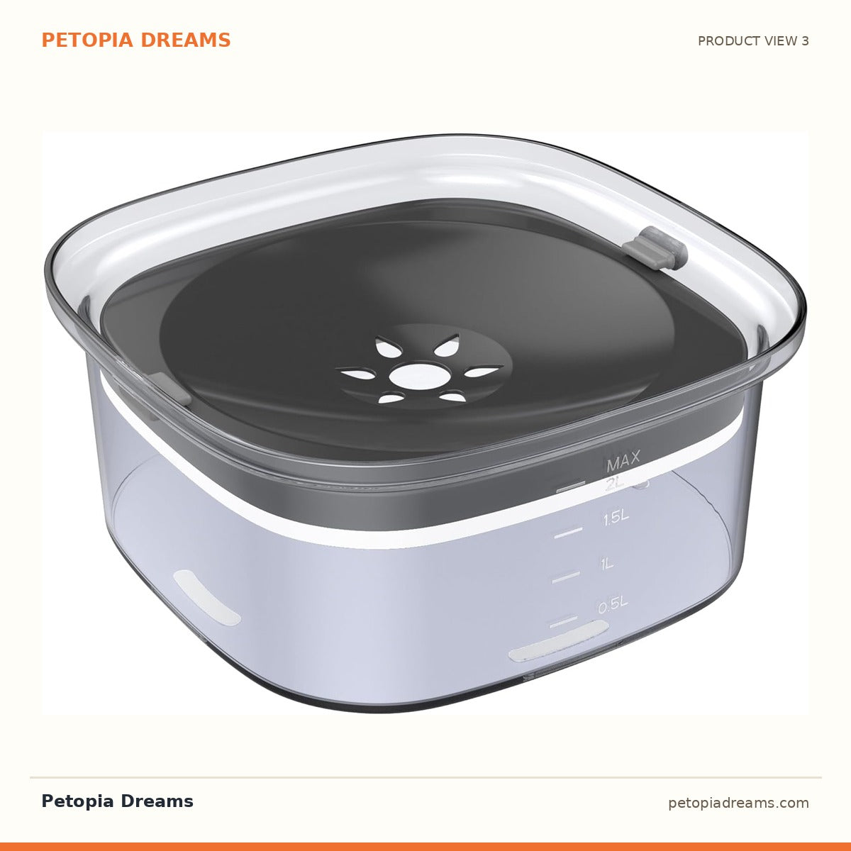 Additional product view of No-Spill Dog Water Bowl, 2L Slow-Drink Travel Feeder | Petopia Dreams