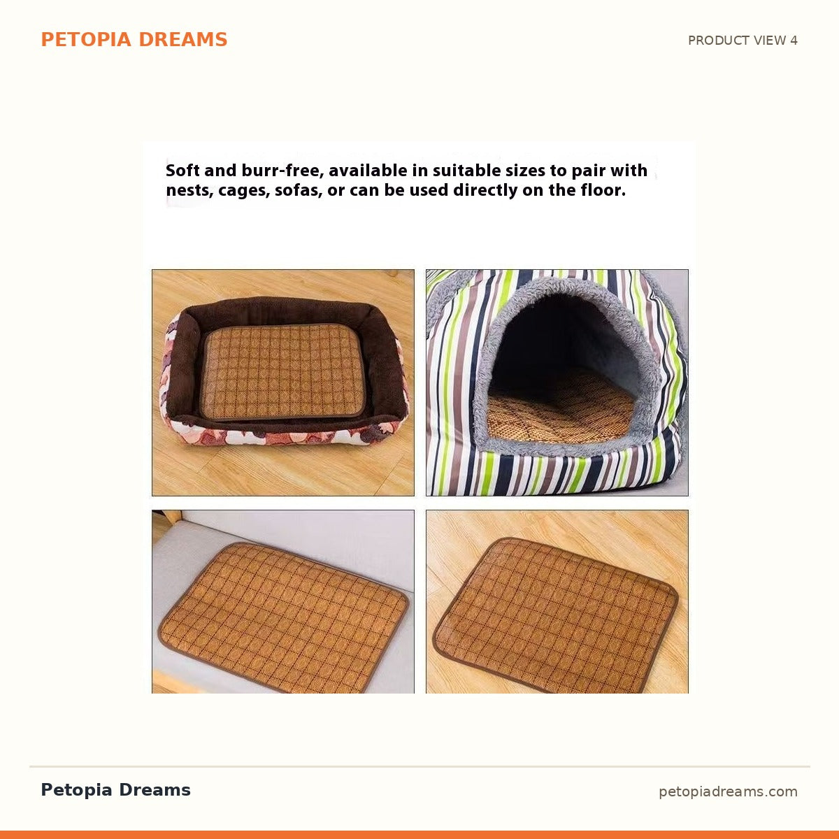 Additional product view of Cooling Dog Mat — Natural Rattan Fiber Summer Sleeping Pad | Petopia Dreams