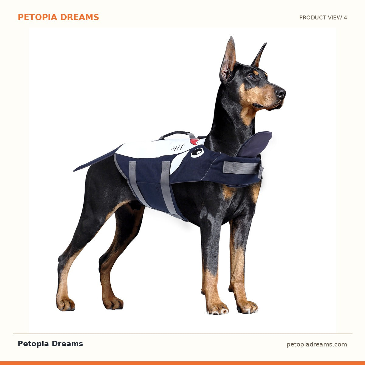 Additional product view of Dog Life Jacket — Shark Swim Vest with Safety Handle | Petopia Dreams