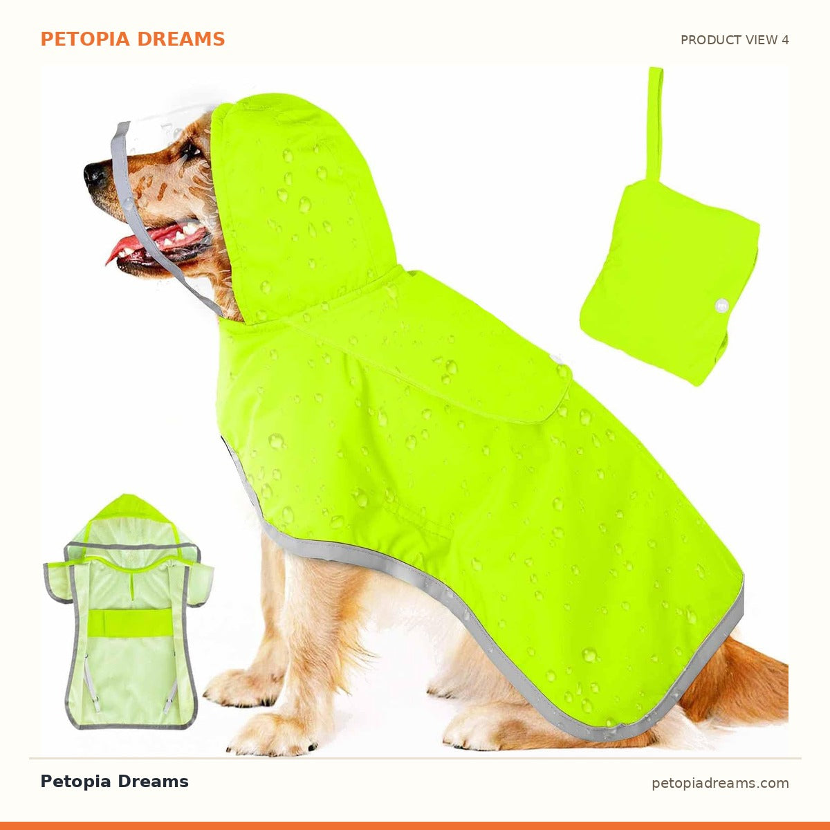 Additional product view of Hooded Dog Raincoat with Clear Visor Cap for Small Dogs | Petopia Dreams