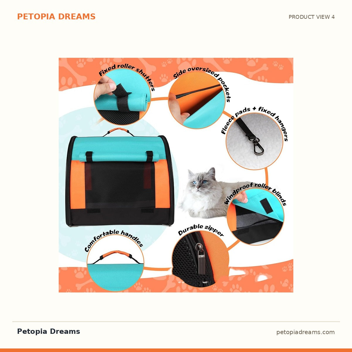 Additional product view of Foldable Pet Carrier Bag for Dogs & Cats — Soft Travel Tote | Petopia Dreams