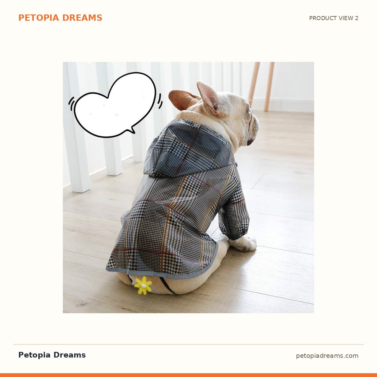 Additional product view of Plaid Dog Raincoat — Waterproof Tear-Resistant Coat | Petopia Dreams