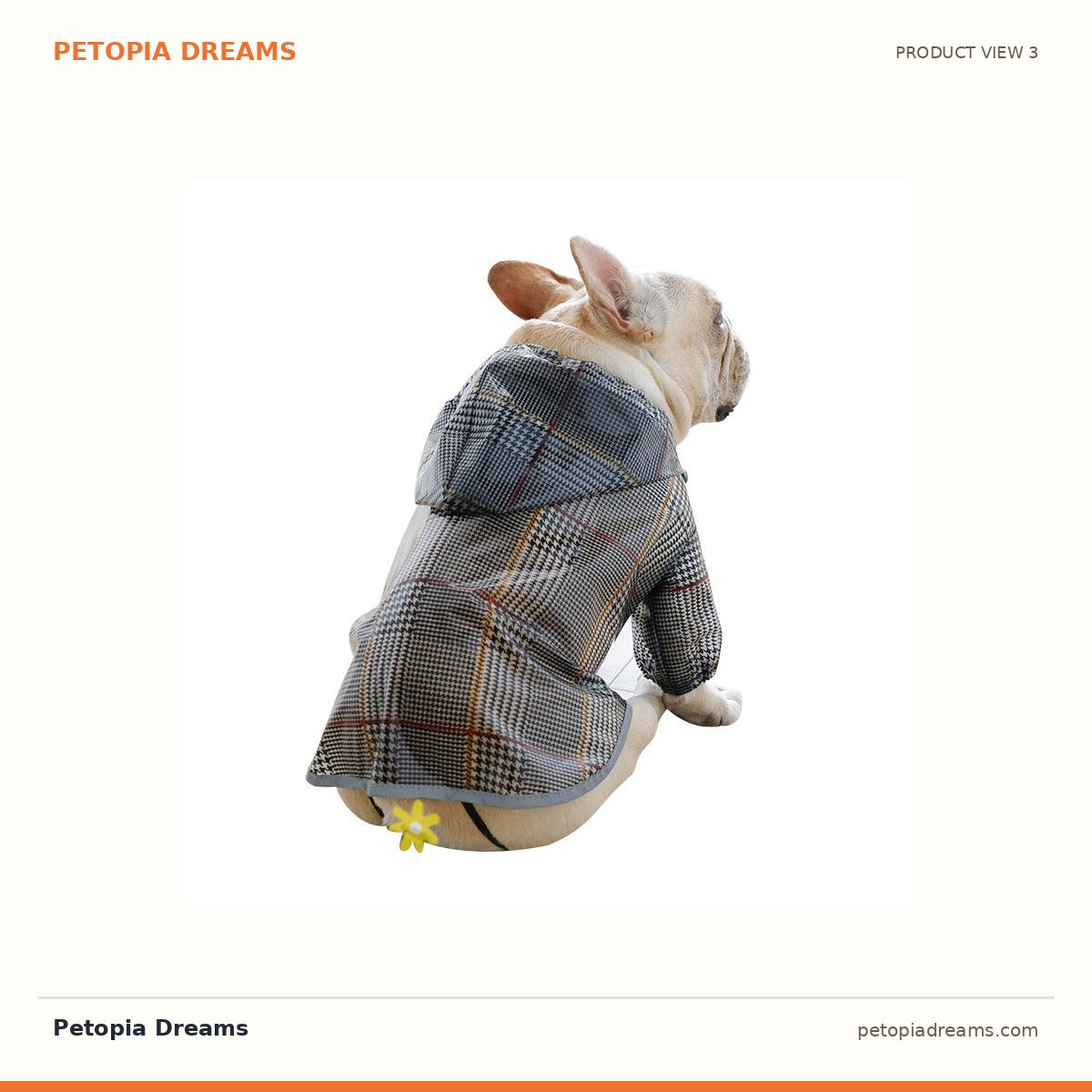 Additional product view of Plaid Dog Raincoat — Waterproof Tear-Resistant Coat | Petopia Dreams