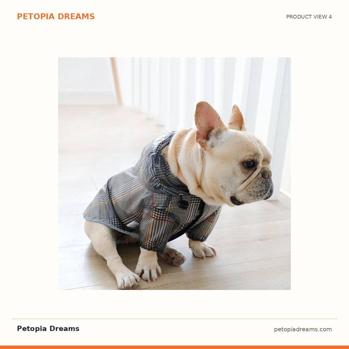 Additional product view of Plaid Dog Raincoat — Waterproof Tear-Resistant Coat | Petopia Dreams