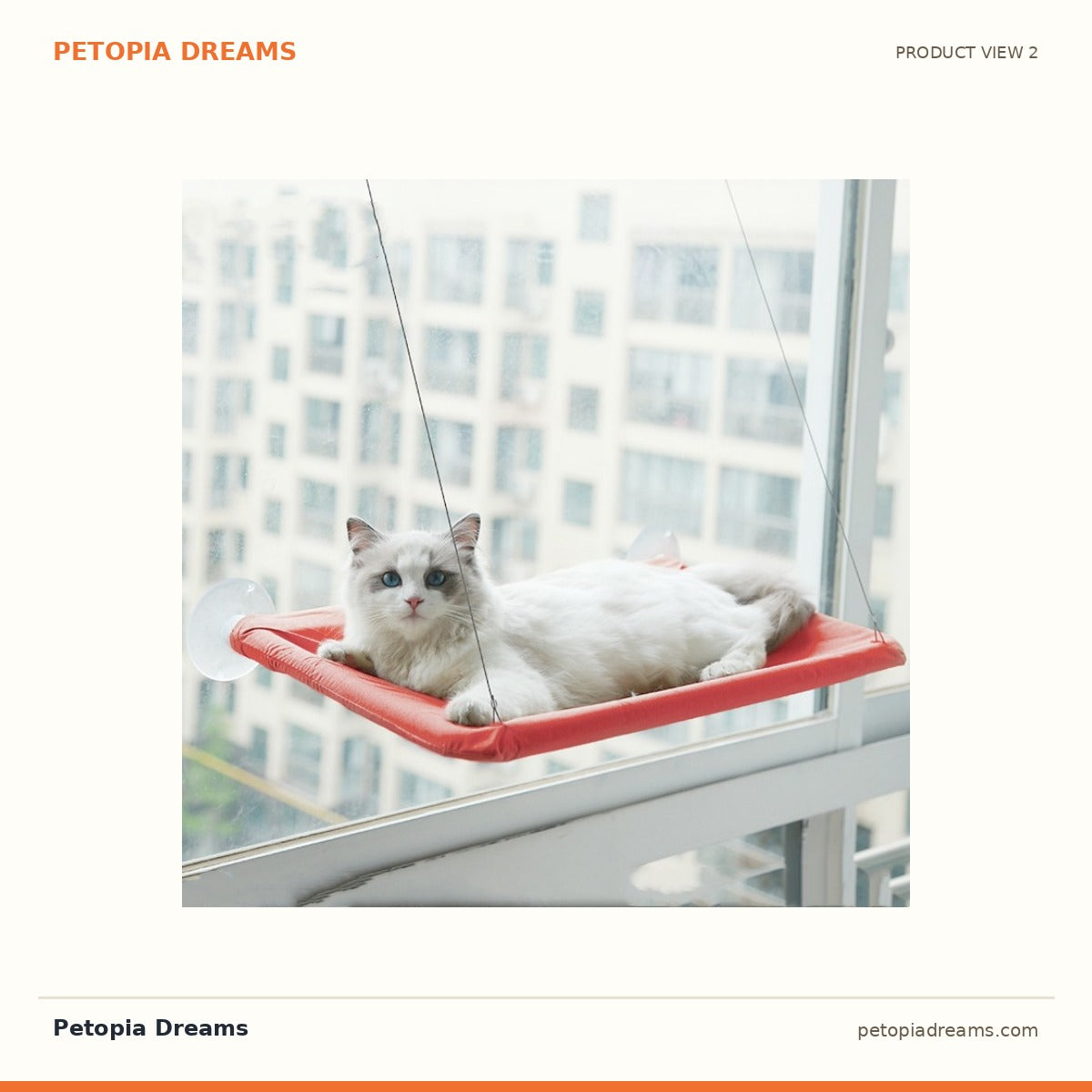 Additional product view of Cat Window Hammock with Suction Cups — Sunny Perch Bed | Petopia Dreams