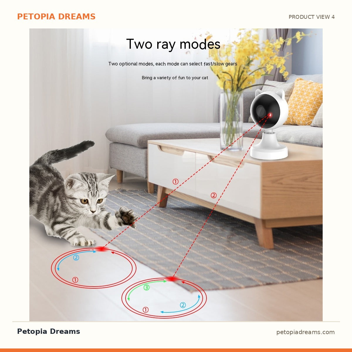 Additional product view of Smart Laser Cat Toy — Automatic USB-Rechargeable Teaser | Petopia Dreams