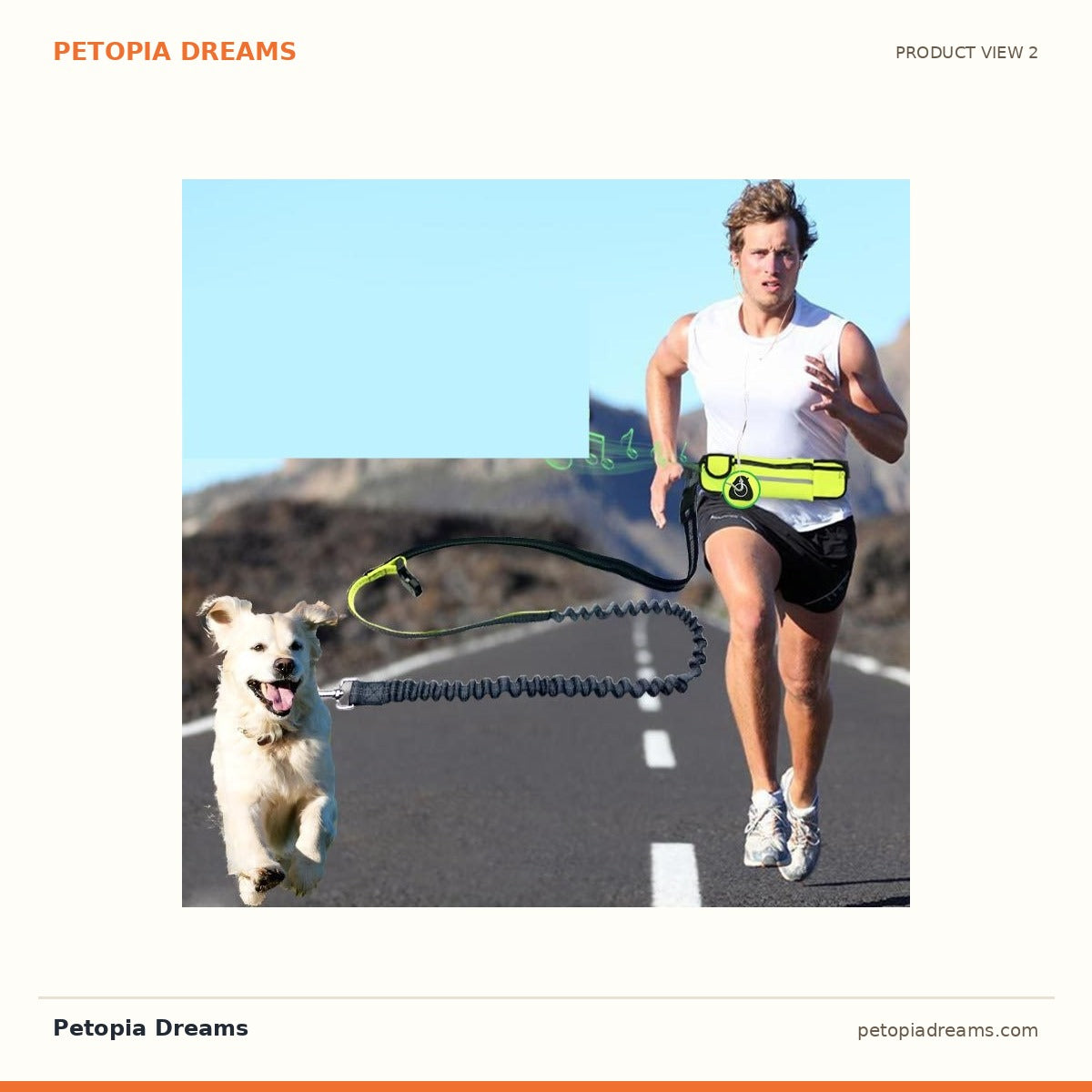 Additional product view of Hands-Free Dog Running Leash with Bungee Belt & Waist Pouch | Petopia Dreams