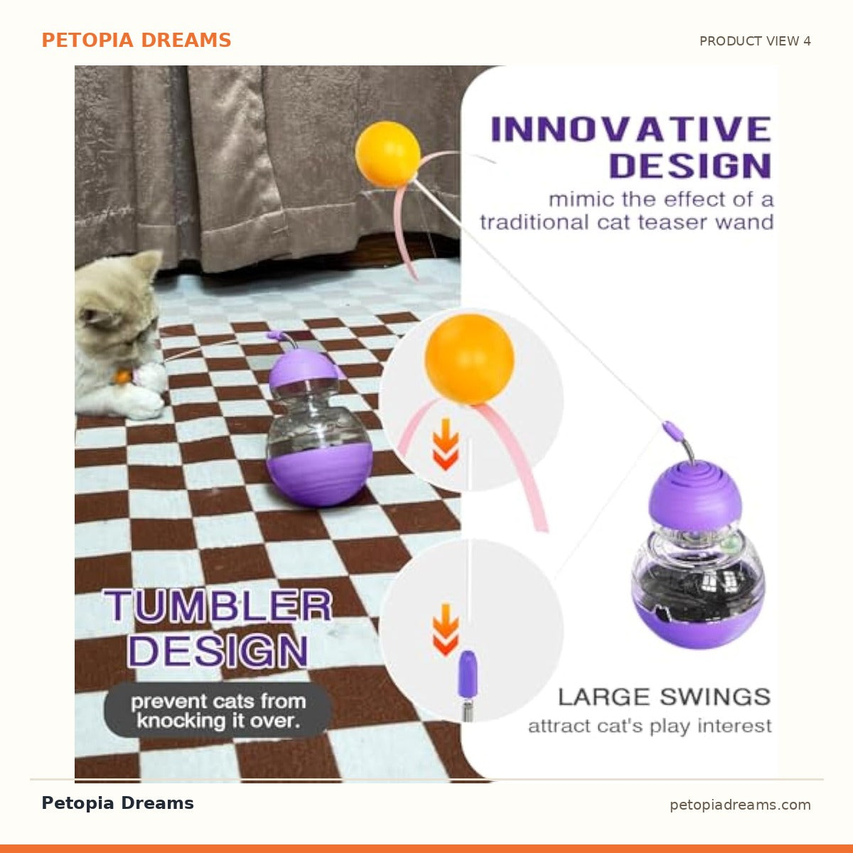 Additional product view of Tumbler Cat Teaser & Treat Dispenser Toy | Petopia Dreams
