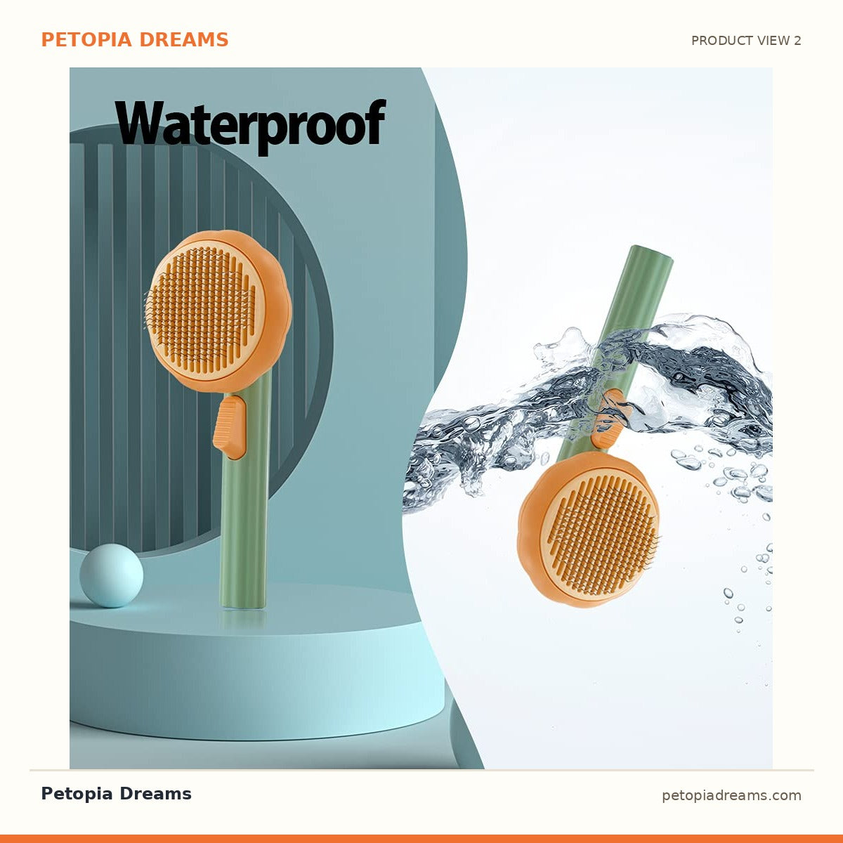 Additional product view of Pumpkin Self-Cleaning Slicker Brush for Pets | Petopia Dreams