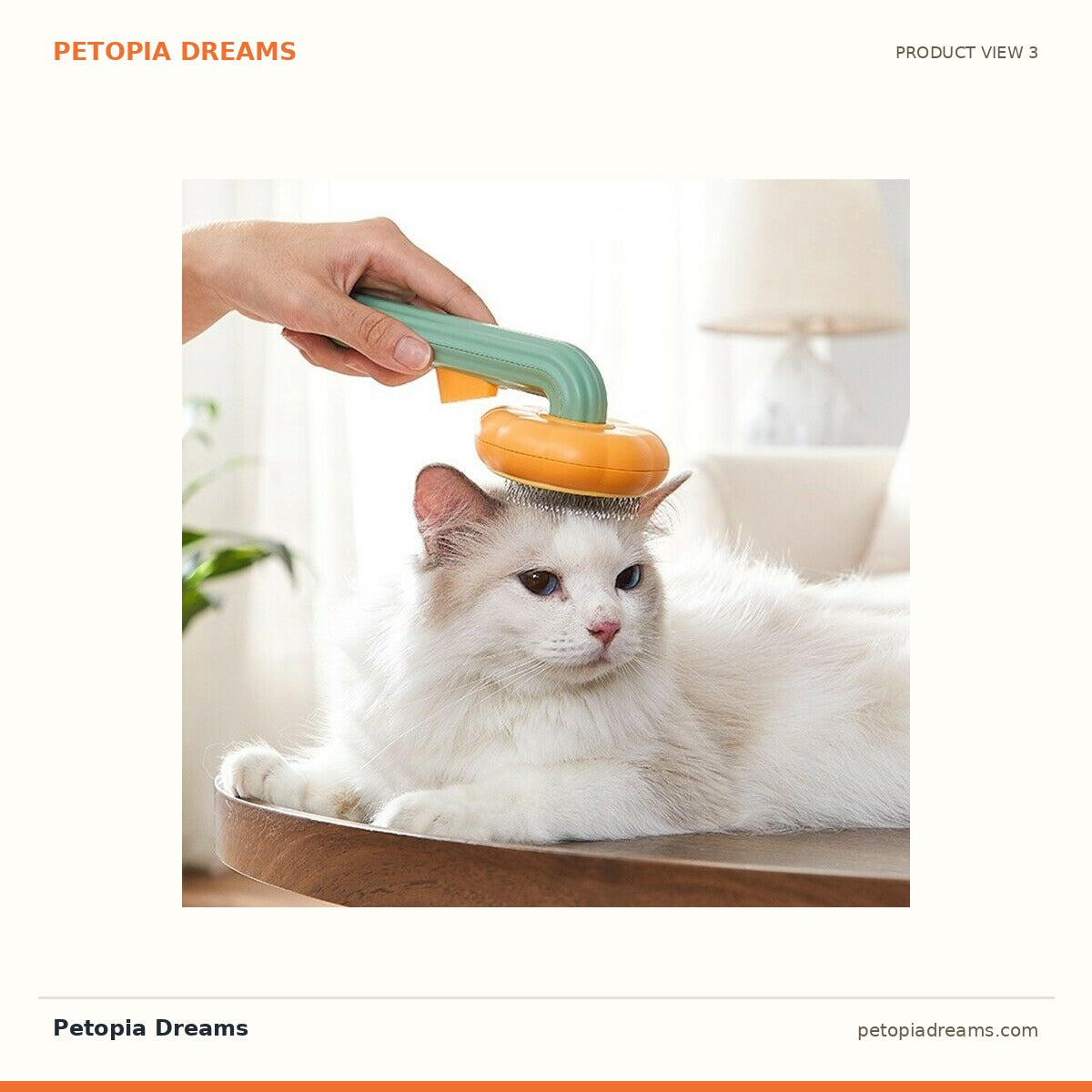 Additional product view of Pumpkin Self-Cleaning Slicker Brush for Pets | Petopia Dreams