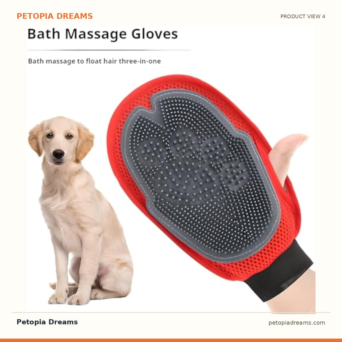 Additional product view of Pet Bathing & Hair Removal Grooming Glove | Petopia Dreams