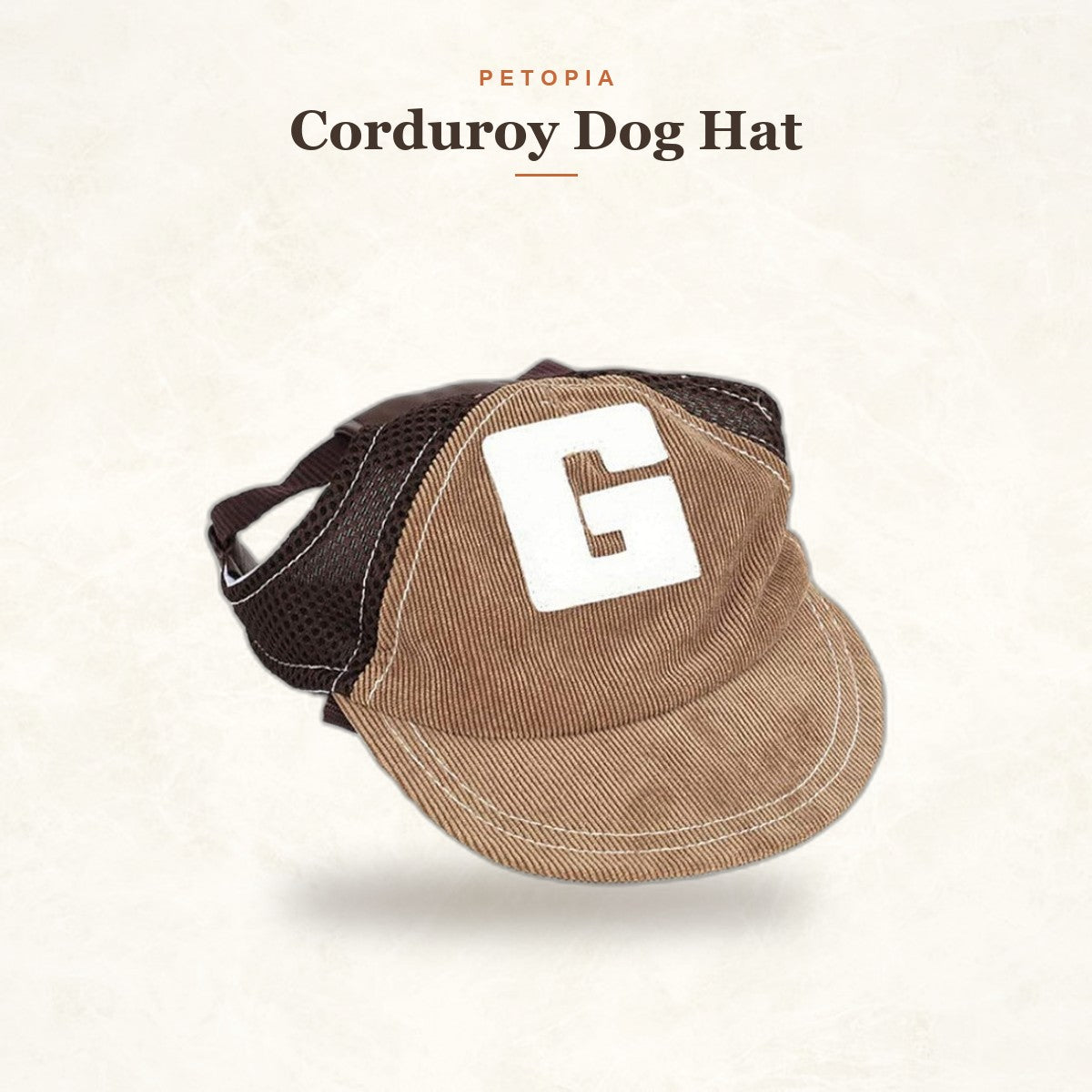 Corduroy Dog Hat — Breathable Sun Protection Cap for Pups