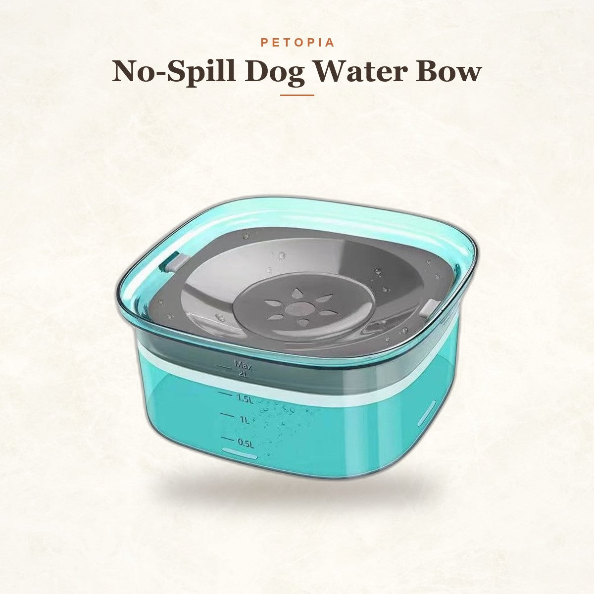 No-Spill Dog Water Bowl, 2L Slow-Drink Travel Feeder
