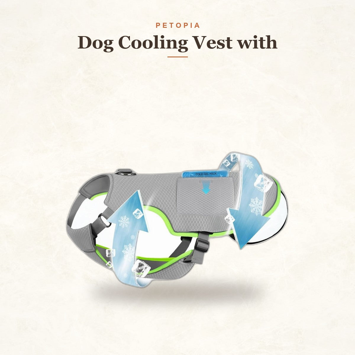 Dog Cooling Vest with Ice Packs & Leash Ring for Hot Weather