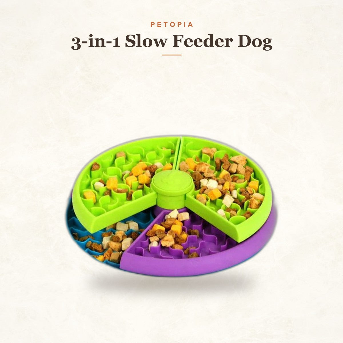 3-in-1 Slow Feeder Dog Bowl, Puzzle Lick Mat & Anti-Choke Feeder