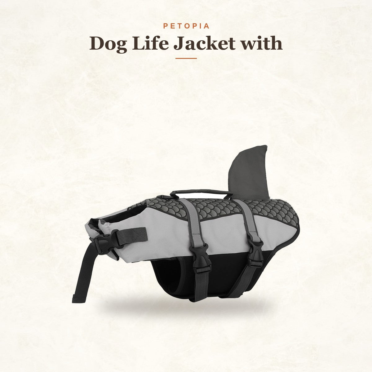 Dog Life Jacket with Rescue Handle — Shark Swim Vest