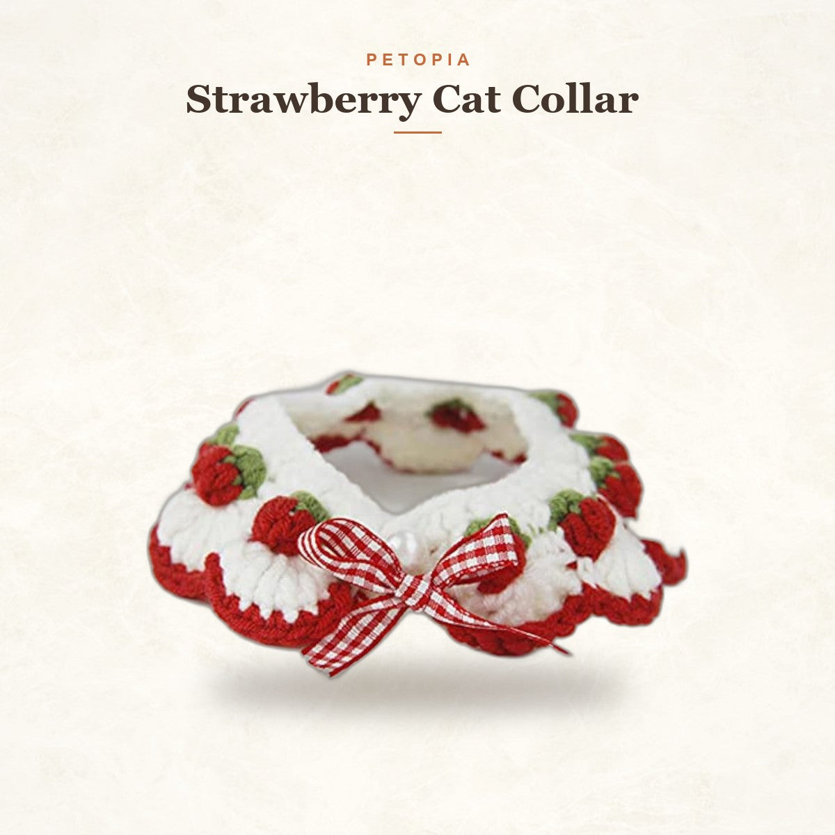 Strawberry Cat Collar with Breakaway Buckle & Bow Tie