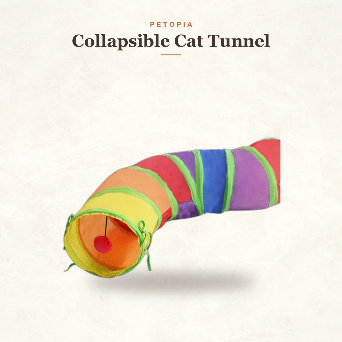 Collapsible Cat Tunnel Toy — Rainbow S-Shaped Hideaway
